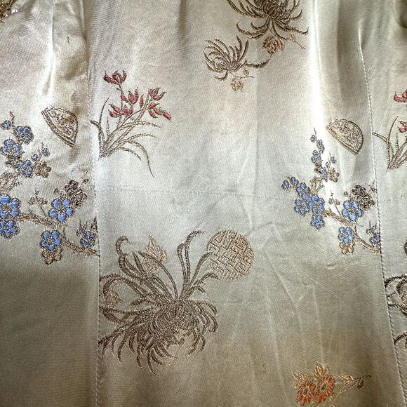 Vintage 1960s Solz Squirrel Cheongsam Floral Brocade Kimono Robe Geisha Dress 36 - Picture 13 of 16